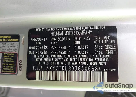 2018 Hyundai Santa Fe Sport 2.4L из США, поврежденный, VIN 5XYZTDLB0JG506684